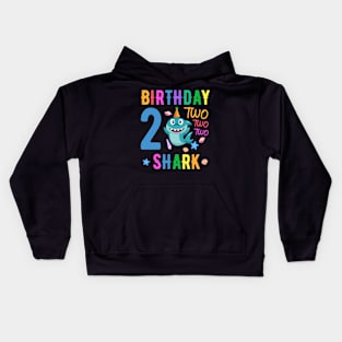 shark Birthday Two 2 years old 2nd birthday born in 2019 Kids Hoodie